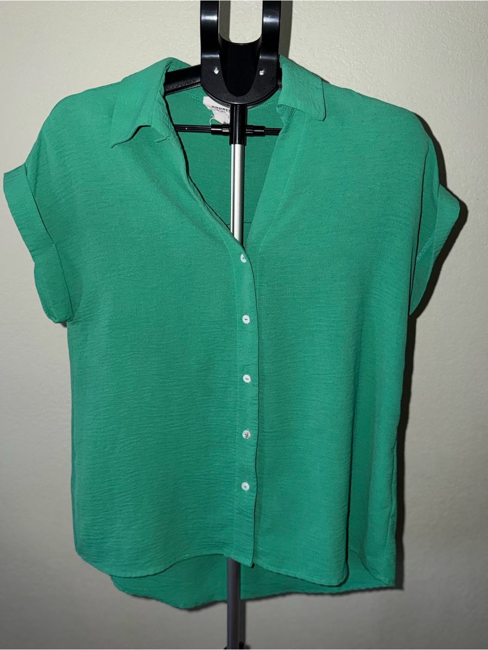 ANDREE BY UNIT Emerald Green Button-Front Short Sleeve Shirt